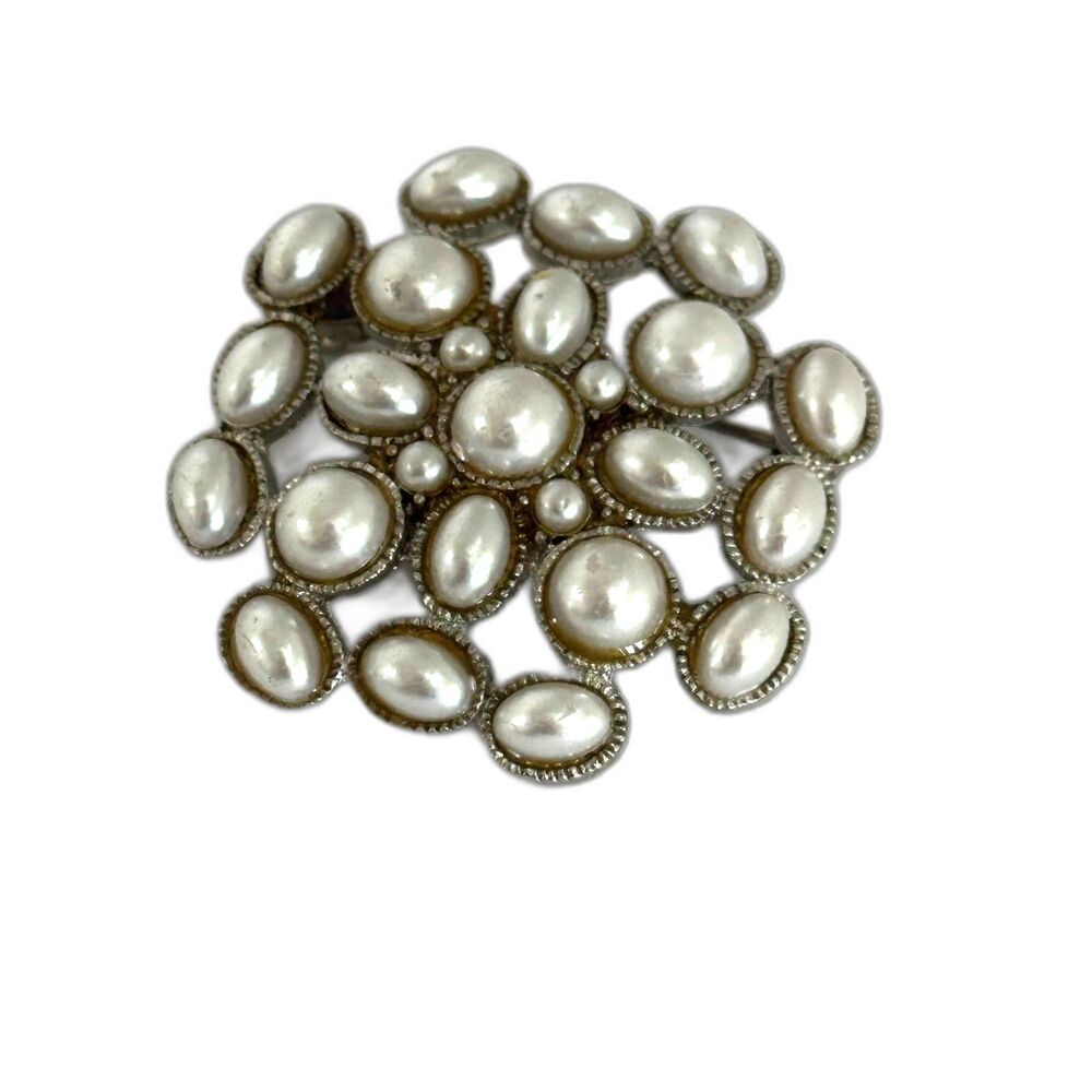 Vintage chunky faux pearl cluster brooch Bold Statement Pin